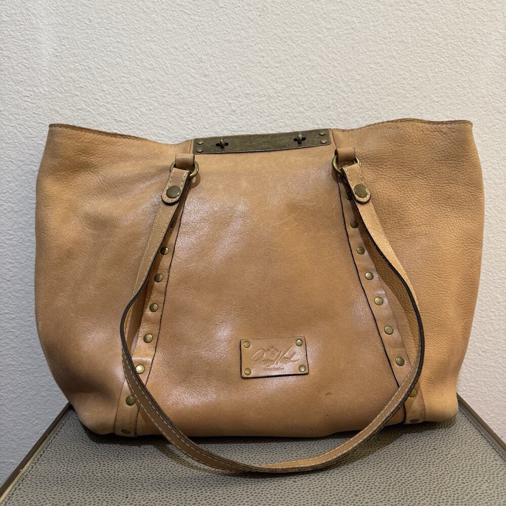 PATRICIA NASH BENVENUTO TAN Italian LEATHER TOTE SHOULDER BAG